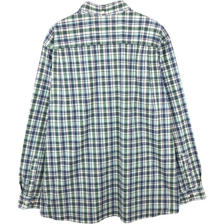 90s-00'S LLBean Long Sleeve Button-Down Check Shirt, Men's Size XL, Vintage cotton ivory Vintage Second Hand