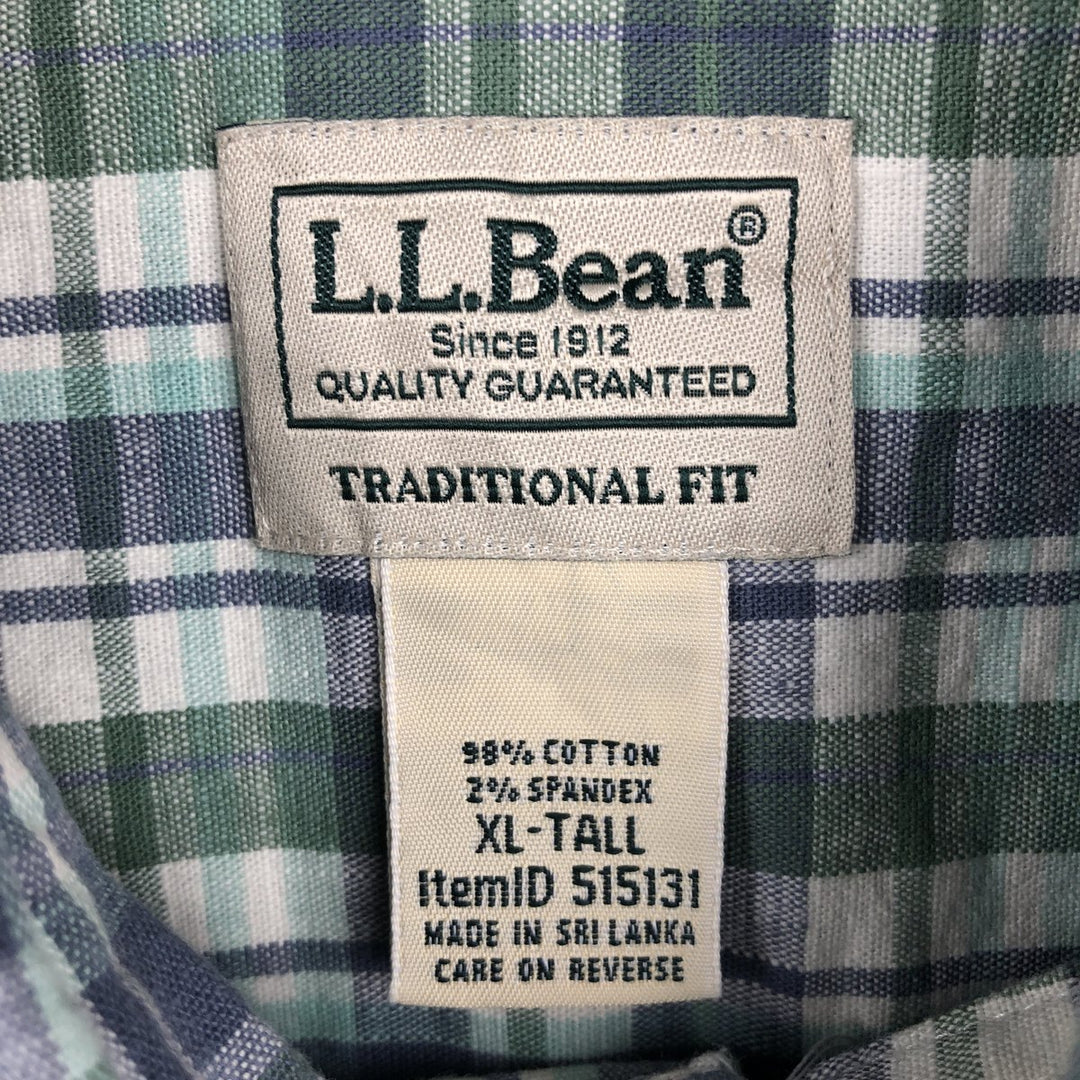 90s-00'S LLBean Long Sleeve Button-Down Check Shirt, Men's Size XL, Vintage cotton ivory Vintage Second Hand