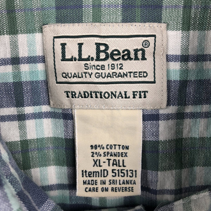 90s-00'S LLBean Long Sleeve Button-Down Check Shirt, Men's Size XL, Vintage cotton ivory Vintage Second Hand