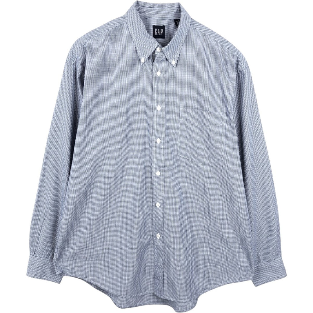 GAP Old Gap Gingham Check Long Sleeve Button-Down Check Shirt Men's Size L (Equivalent) Vintage cotton blue type Vintage Second Hand