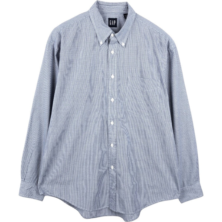 GAP Old Gap Gingham Check Long Sleeve Button-Down Check Shirt Men's Size L (Equivalent) Vintage cotton blue type Vintage Second Hand
