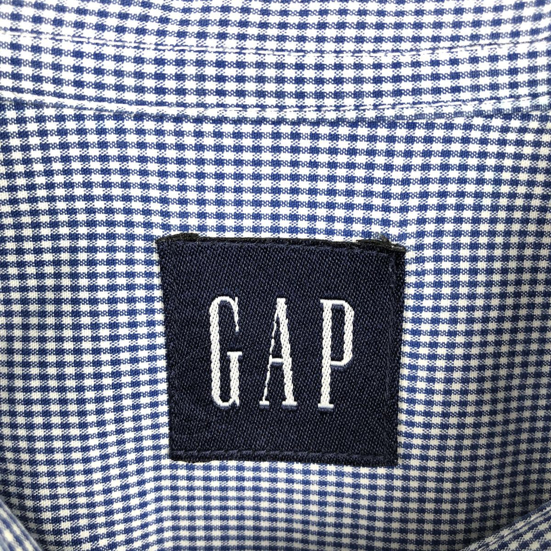 GAP Old Gap Gingham Check Long Sleeve Button-Down Check Shirt Men's Size L (Equivalent) Vintage cotton blue type Vintage Second Hand