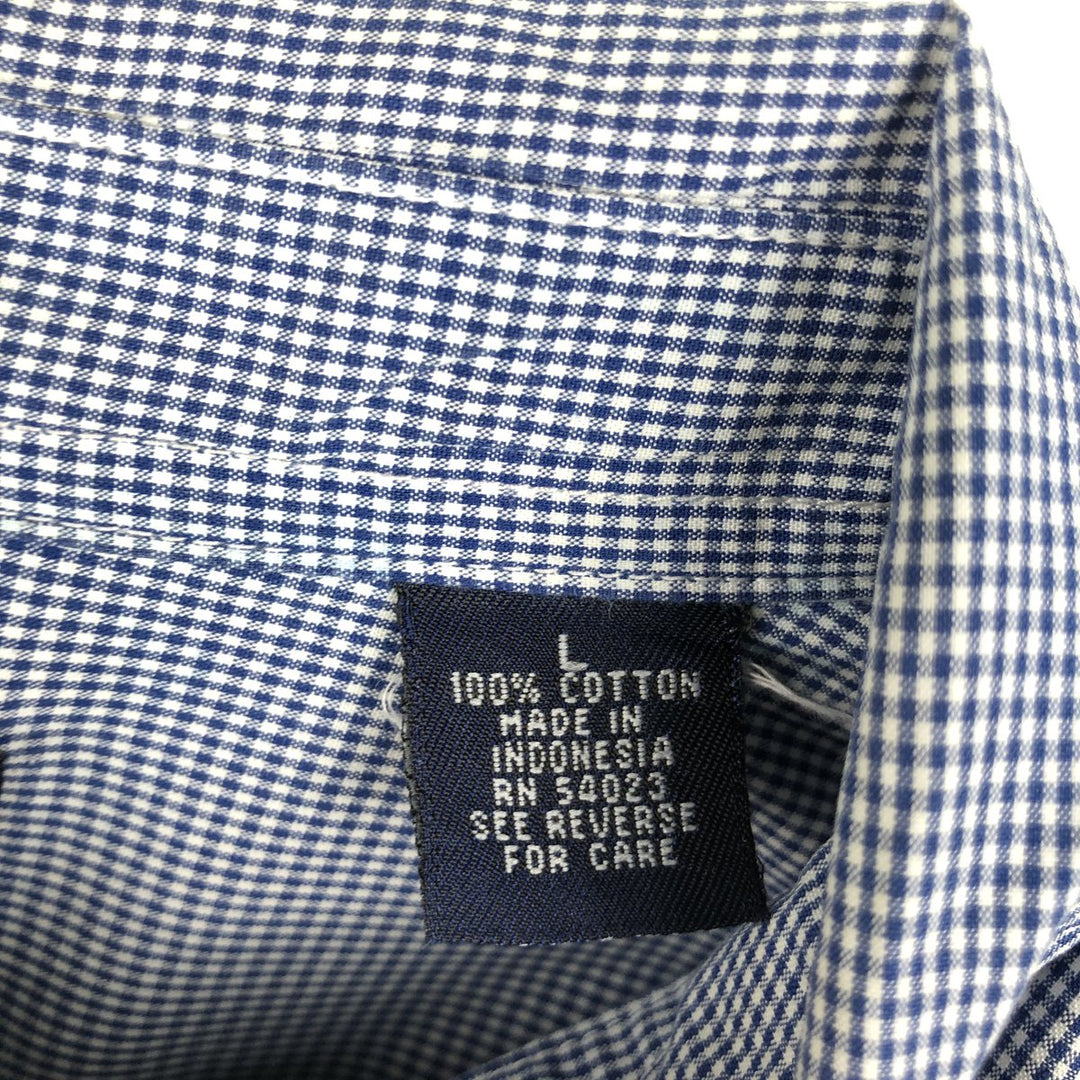 GAP Old Gap Gingham Check Long Sleeve Button-Down Check Shirt Men's Size L (Equivalent) Vintage cotton blue type Vintage Second Hand