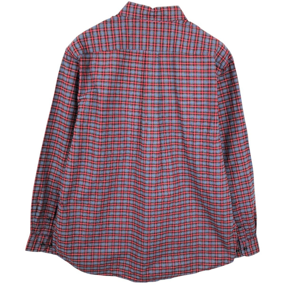 Eddie Bauer Long Sleeve Button-Down Check Shirt, Men's Size L cotton red type Vintage Second Hand