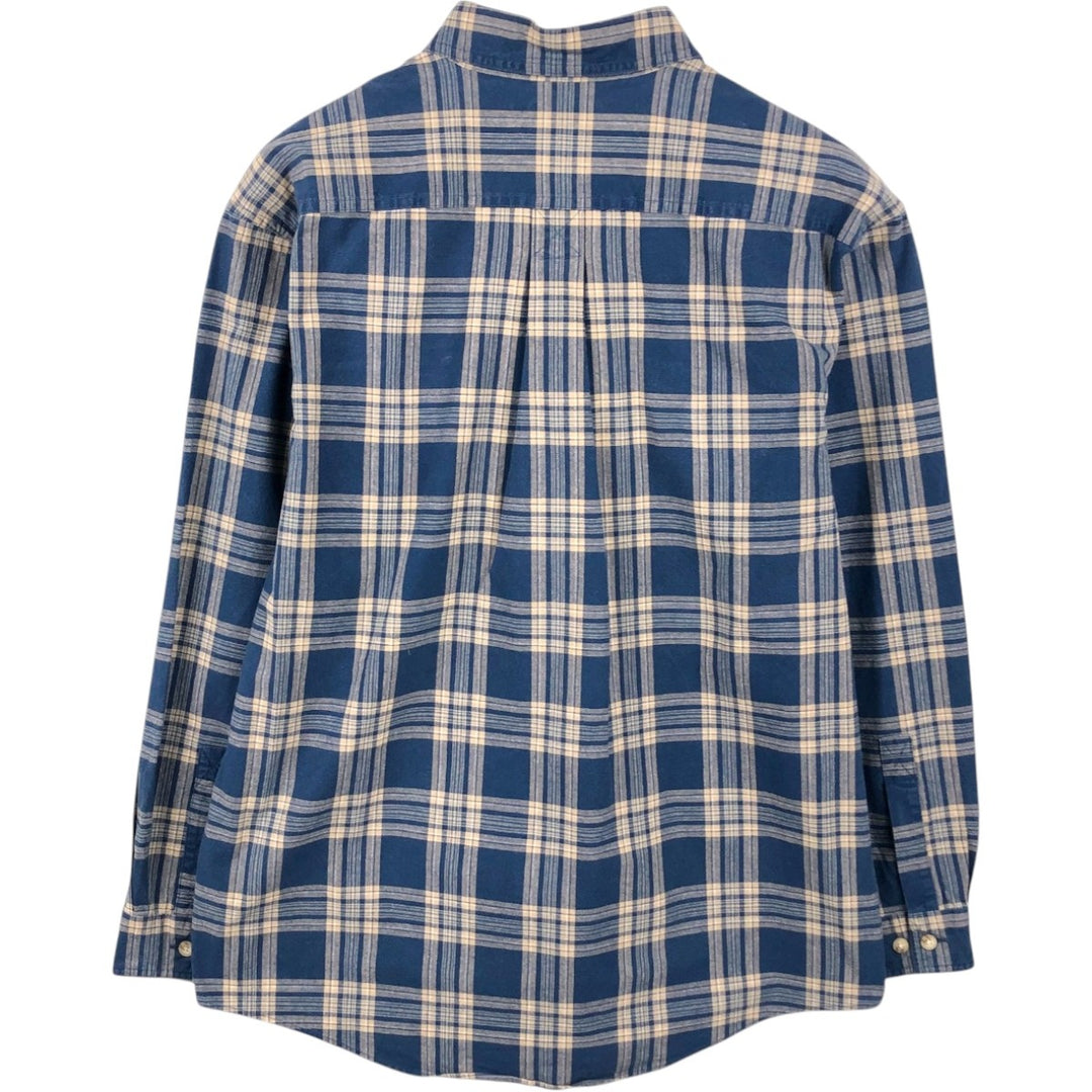 90s-00'S L.L.Bean Traditional Fit Long-Sleeve Cotton Check Shirt, Men's Size M (approx.), Vintage cotton blue type Vintage Second Hand