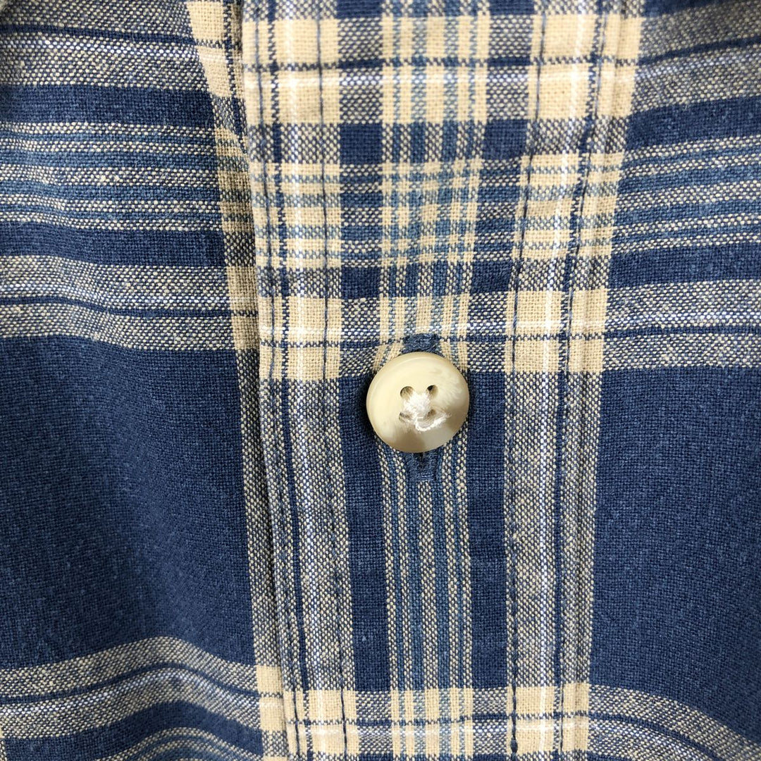 90s-00'S L.L.Bean Traditional Fit Long-Sleeve Cotton Check Shirt, Men's Size M (approx.), Vintage cotton blue type Vintage Second Hand