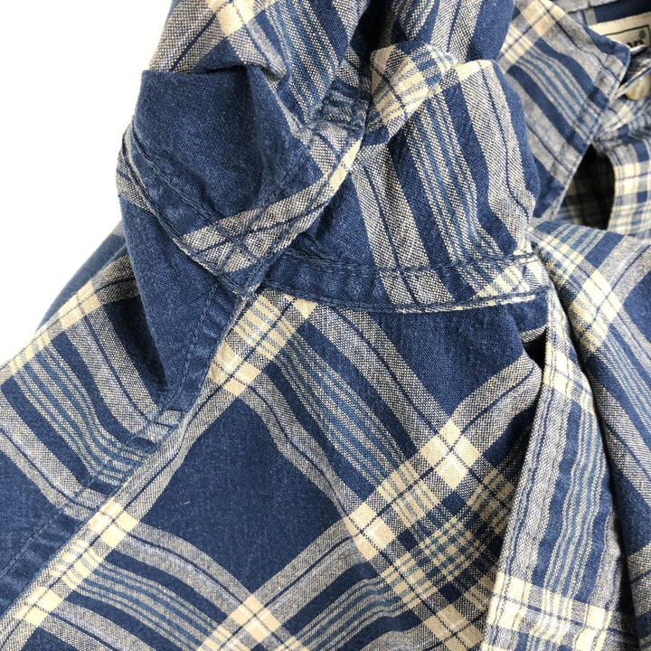 90s-00'S L.L.Bean Traditional Fit Long-Sleeve Cotton Check Shirt, Men's Size M (approx.), Vintage cotton blue type Vintage Second Hand