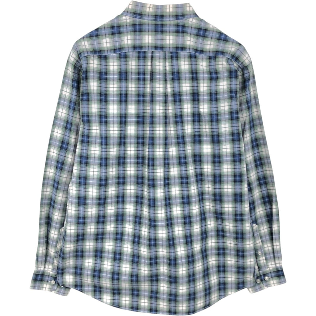 Eddie Bauer Ombre Check Short-Sleeve Button-Down Check Shirt, Men's Size L (approx.) cotton blue type Vintage Second Hand