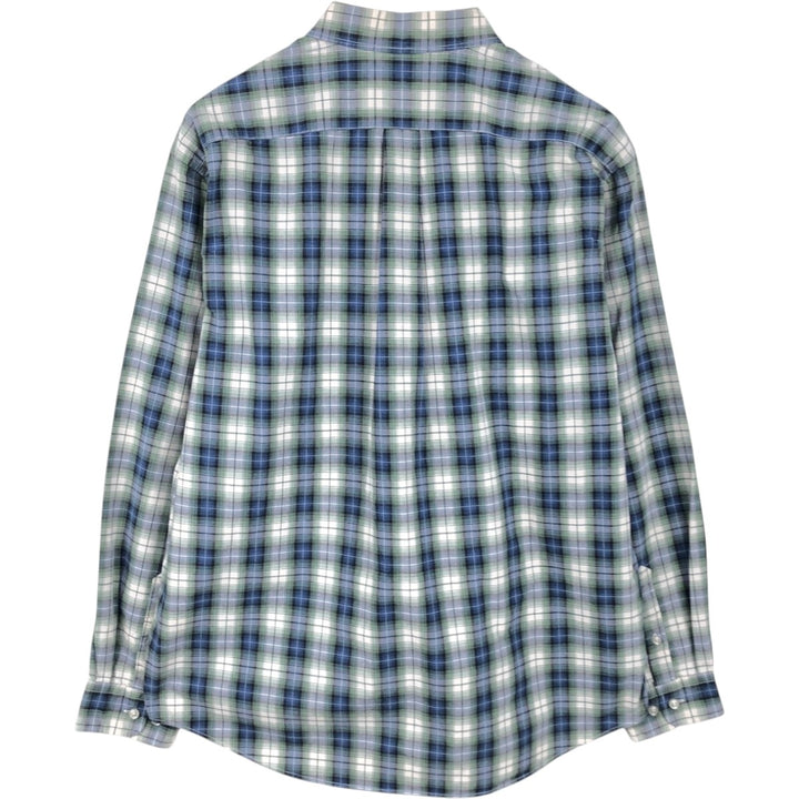 Eddie Bauer Ombre Check Short-Sleeve Button-Down Check Shirt, Men's Size L (approx.) cotton blue type Vintage Second Hand