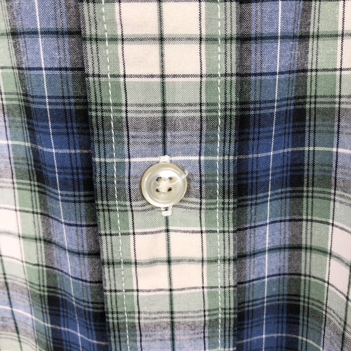 Eddie Bauer Ombre Check Short-Sleeve Button-Down Check Shirt, Men's Size L (approx.) cotton blue type Vintage Second Hand