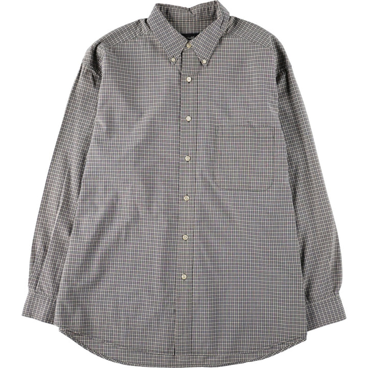Eddie Bauer Long Sleeve Button-Down Check Shirt, Men's Size L cotton Khaki type Vintage Second Hand