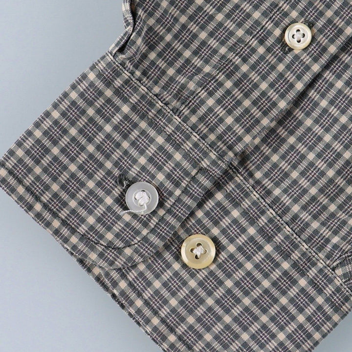 Eddie Bauer Long Sleeve Button-Down Check Shirt, Men's Size L cotton Khaki type Vintage Second Hand