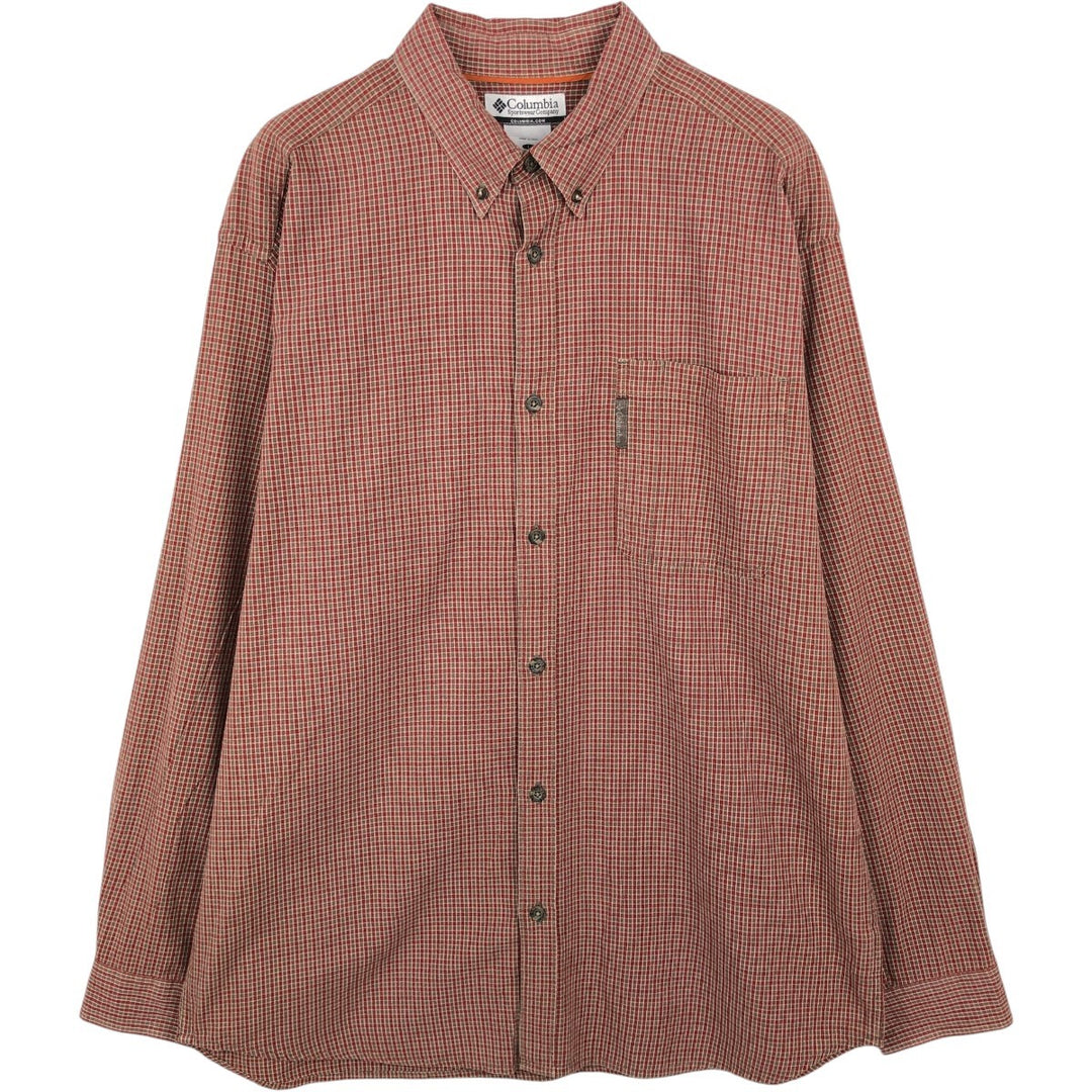 2000'S Columbia long-sleeved button-down check shirt, men's size L cotton red type Vintage Second Hand