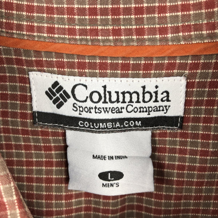 2000'S Columbia long-sleeved button-down check shirt, men's size L cotton red type Vintage Second Hand