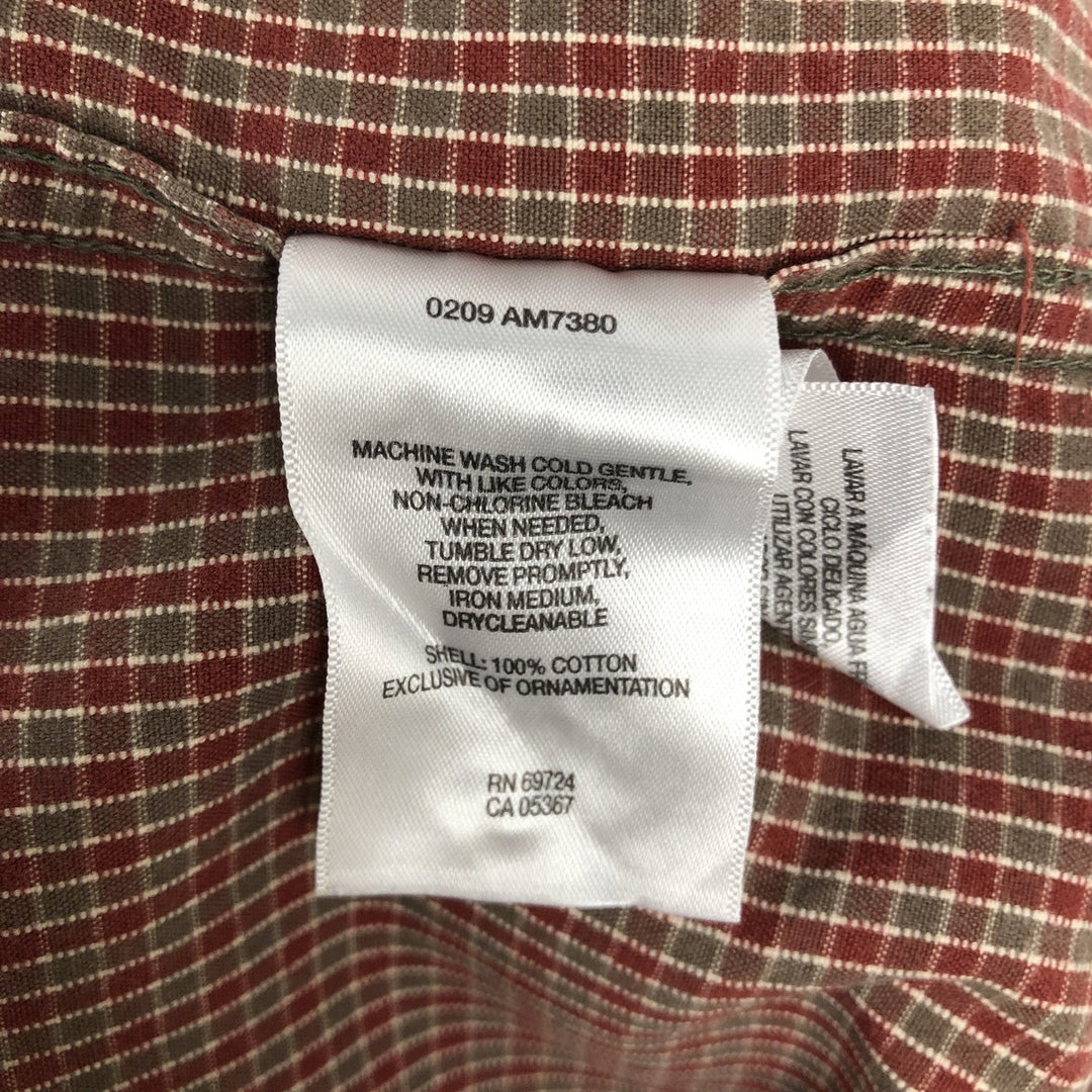 2000'S Columbia long-sleeved button-down check shirt, men's size L cotton red type Vintage Second Hand