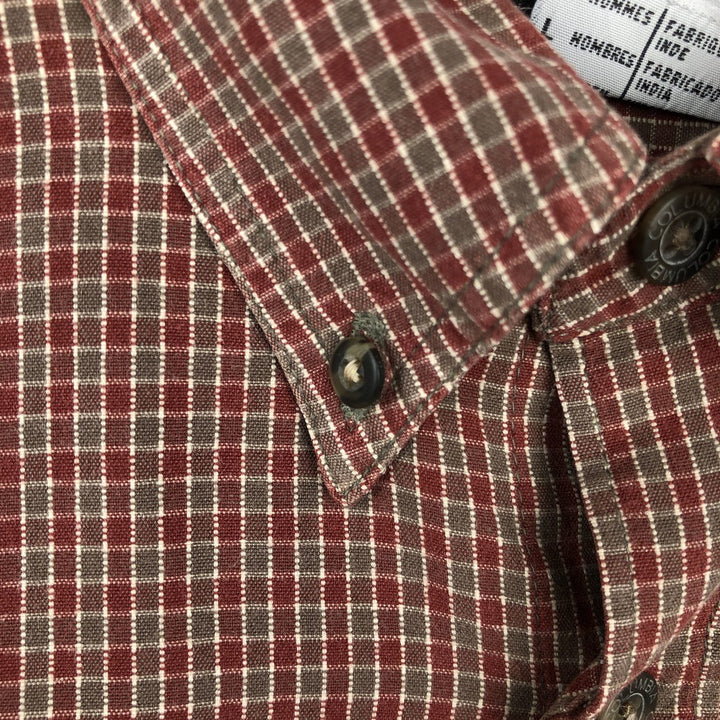 2000'S Columbia long-sleeved button-down check shirt, men's size L cotton red type Vintage Second Hand