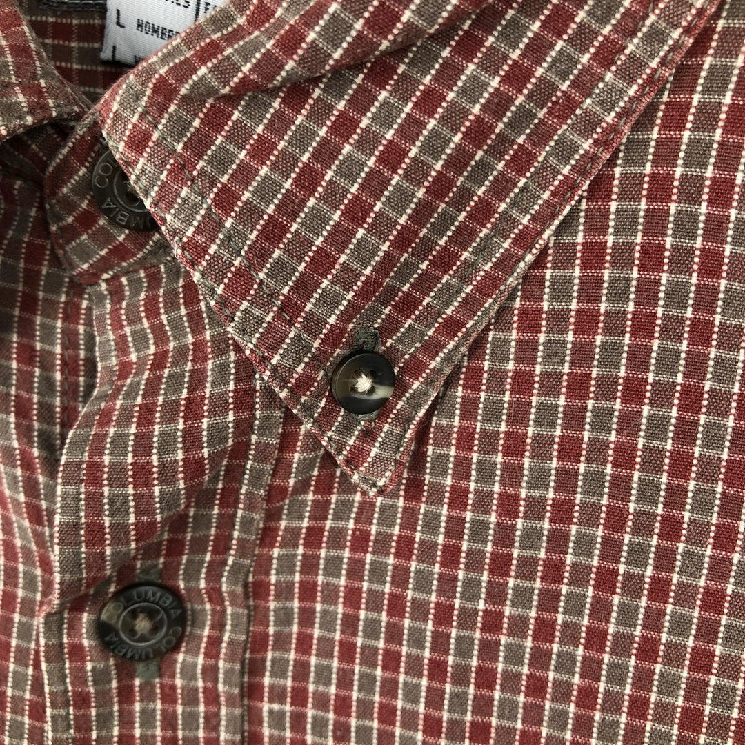 2000'S Columbia long-sleeved button-down check shirt, men's size L cotton red type Vintage Second Hand