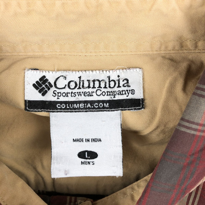Columbia long-sleeved button-down check shirt, men's size L unclear red type Vintage Second Hand