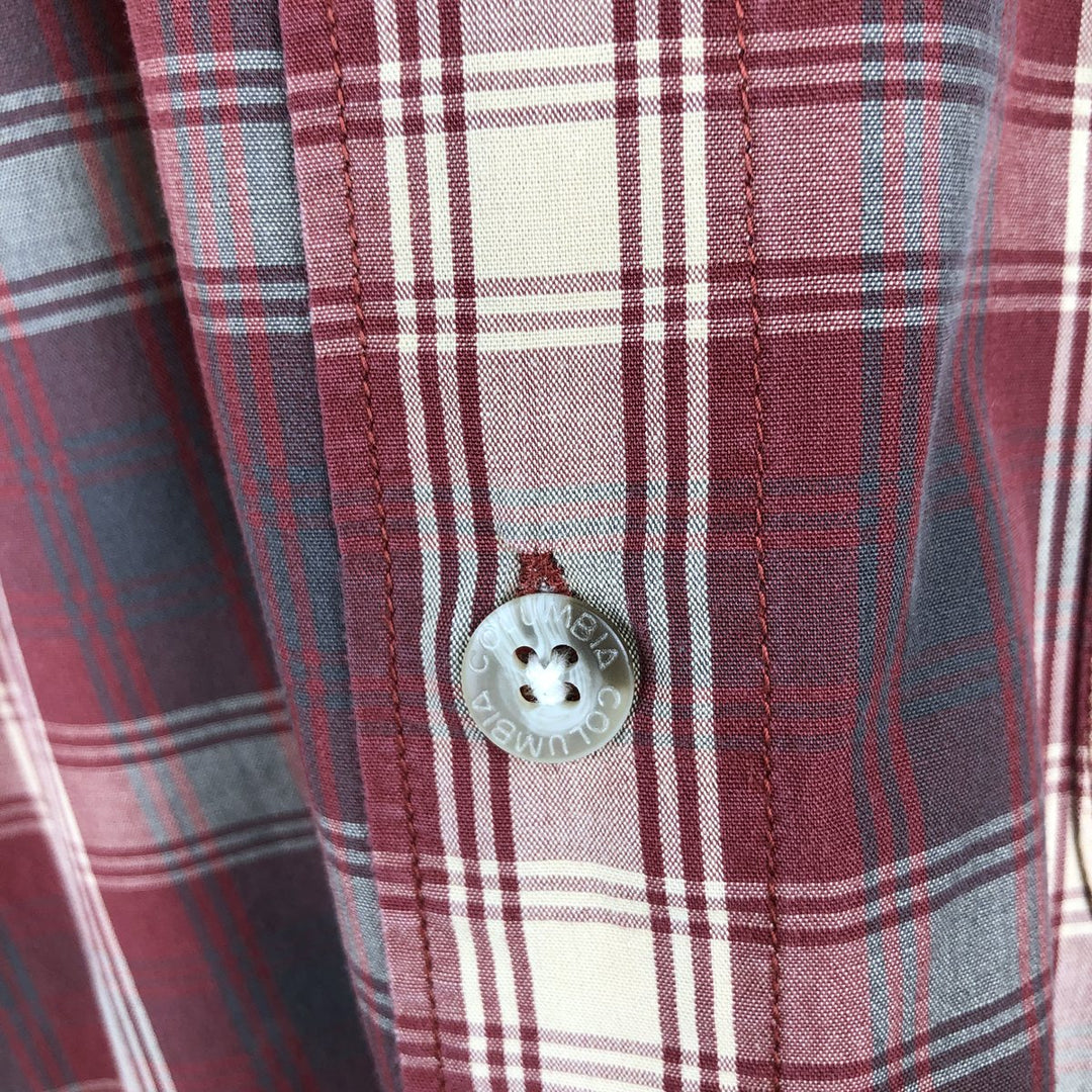Columbia long-sleeved button-down check shirt, men's size L unclear red type Vintage Second Hand