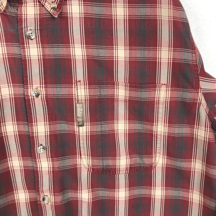Columbia long-sleeved button-down check shirt, men's size L unclear red type Vintage Second Hand