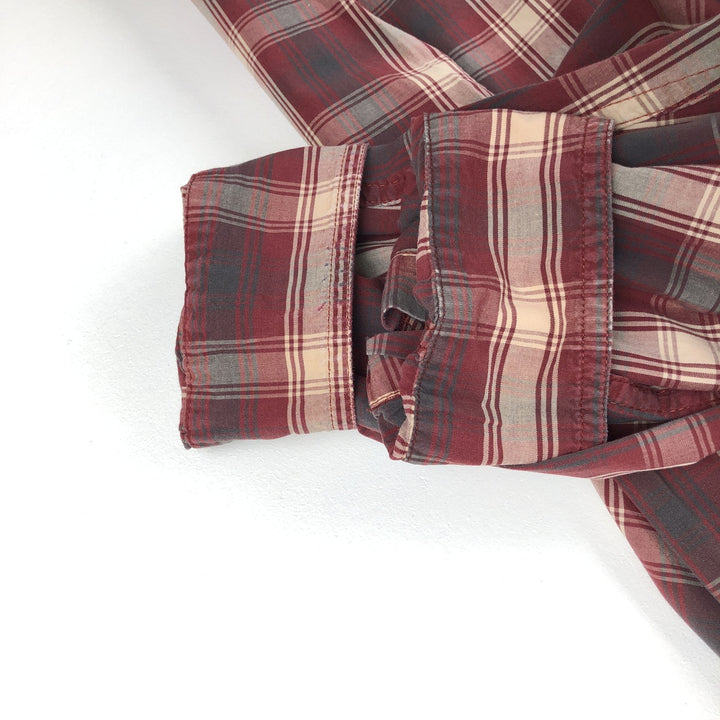Columbia long-sleeved button-down check shirt, men's size L unclear red type Vintage Second Hand