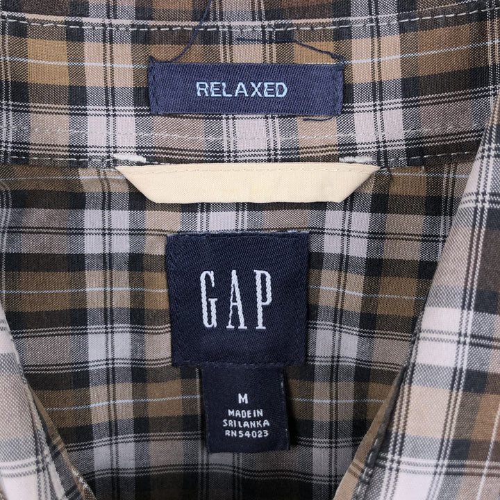 GAP Old Gap Long-Sleeve Cotton Check Shirt, Men's Size M (Equivalent), Vintage cotton brown type Vintage Second Hand