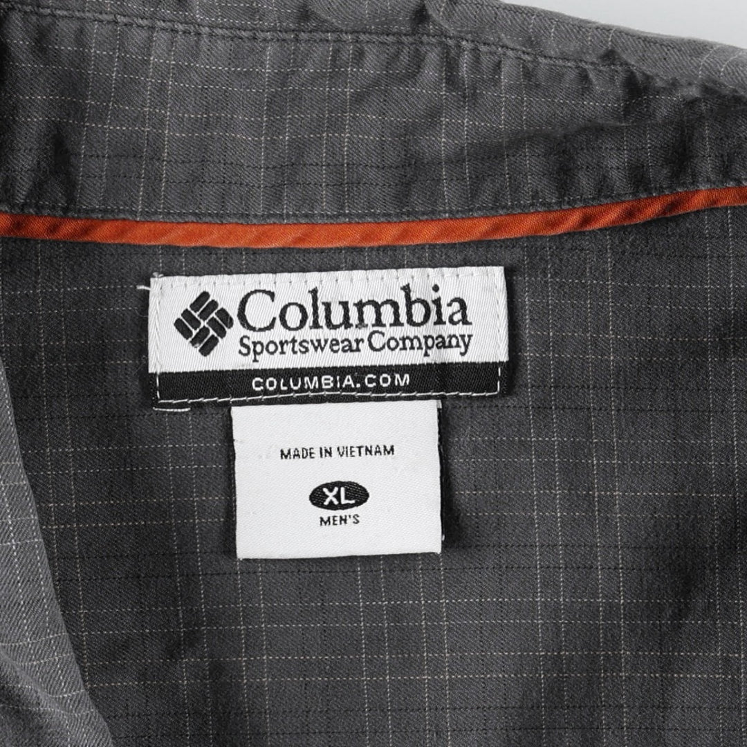 Columbia Long Sleeve Button-Down Check Shirt, Men's Size XL cotton Charcoal Vintage Second Hand