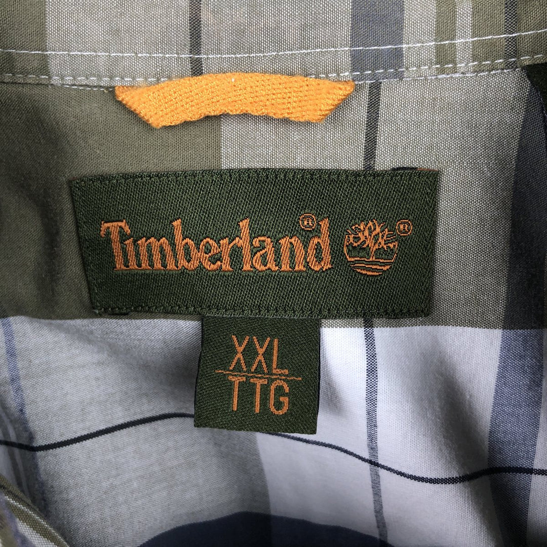 Timberland long-sleeved cotton check shirt, men's size XXL equivalent, vintage. cotton white type Vintage Second Hand