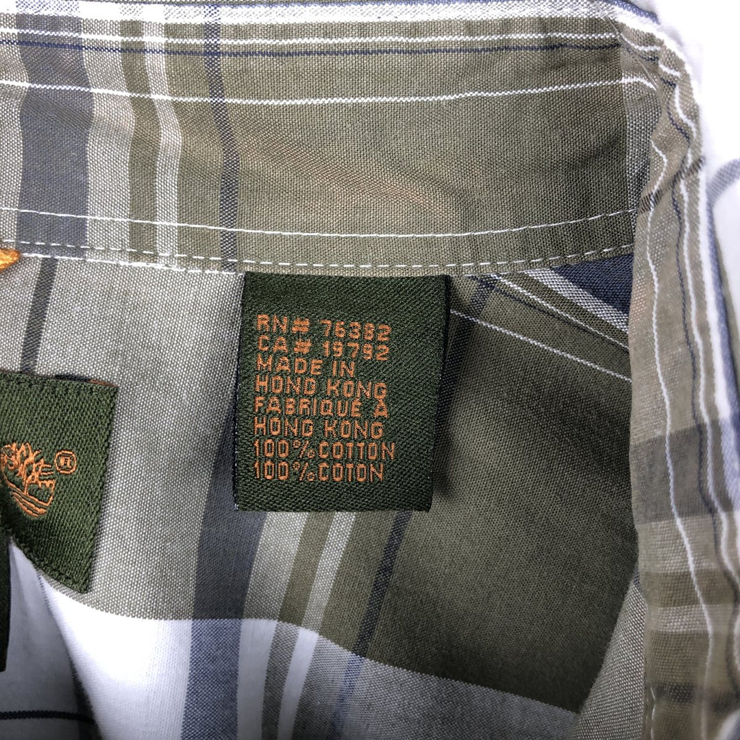 Timberland long-sleeved cotton check shirt, men's size XXL equivalent, vintage. cotton white type Vintage Second Hand