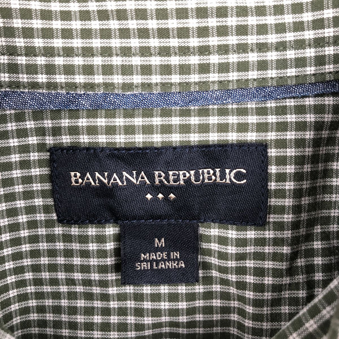 Banana Republic Long-Sleeve Cotton Check Shirt, Men's Size M (approx.) cotton green type Vintage Second Hand