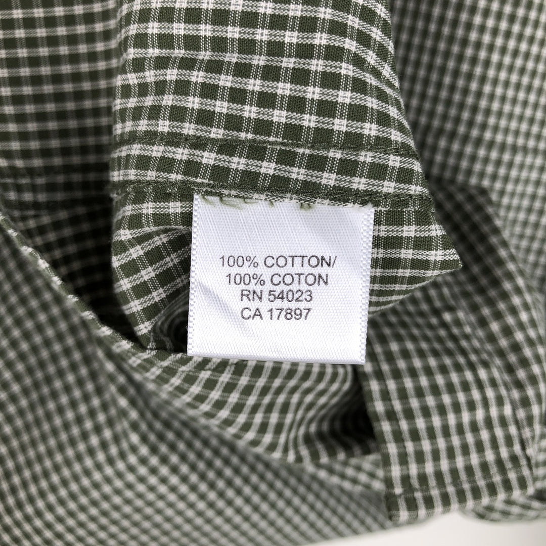 Banana Republic Long-Sleeve Cotton Check Shirt, Men's Size M (approx.) cotton green type Vintage Second Hand