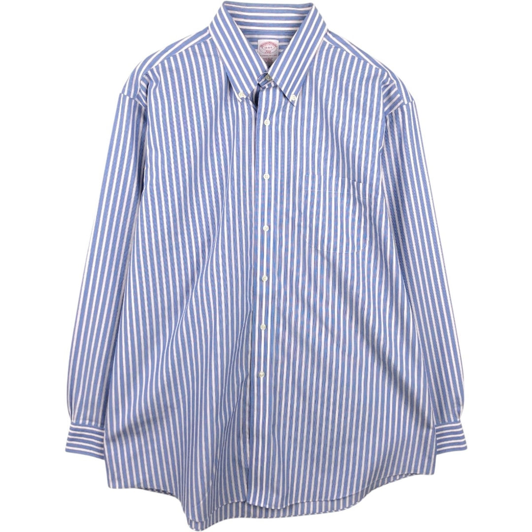 Brooks Brothers 346 Long Sleeve Button-Down Striped Shirt, Men's XL cotton blue type Vintage Second Hand