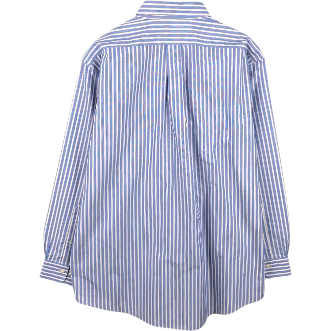Brooks Brothers 346 Long Sleeve Button-Down Striped Shirt, Men's XL cotton blue type Vintage Second Hand