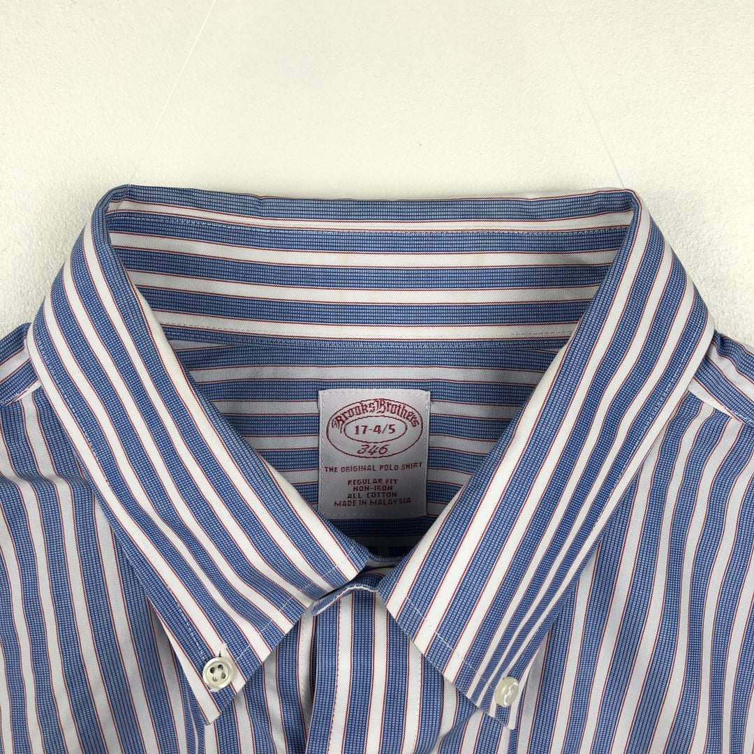 Brooks Brothers 346 Long Sleeve Button-Down Striped Shirt, Men's XL cotton blue type Vintage Second Hand