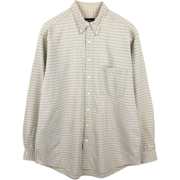 Eddie Bauer Long Sleeve Button-Down Check Shirt, Men's Size L cotton Beige type Vintage Second Hand