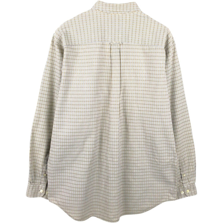 Eddie Bauer Long Sleeve Button-Down Check Shirt, Men's Size L cotton Beige type Vintage Second Hand