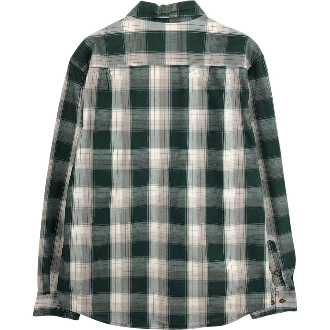Carhartt Relaxed Fit Check Pattern Long Sleeve Button Down Work Shirt, Men's Medium cotton Green type dark green Vintage Second Hand