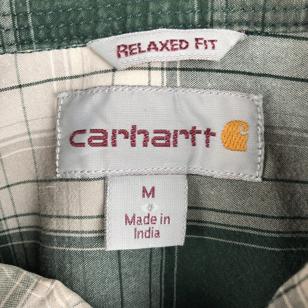 Carhartt Relaxed Fit Check Pattern Long Sleeve Button Down Work Shirt, Men's Medium cotton Green type dark green Vintage Second Hand