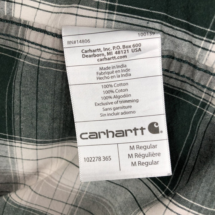 Carhartt Relaxed Fit Check Pattern Long Sleeve Button Down Work Shirt, Men's Medium cotton Green type dark green Vintage Second Hand