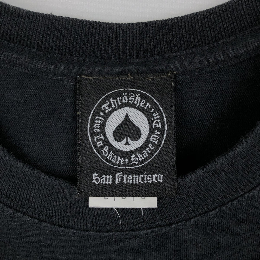 Thrasher Fire Pattern Surf Skate T-Shirt, Men's Size L cotton black type Vintage Second Hand