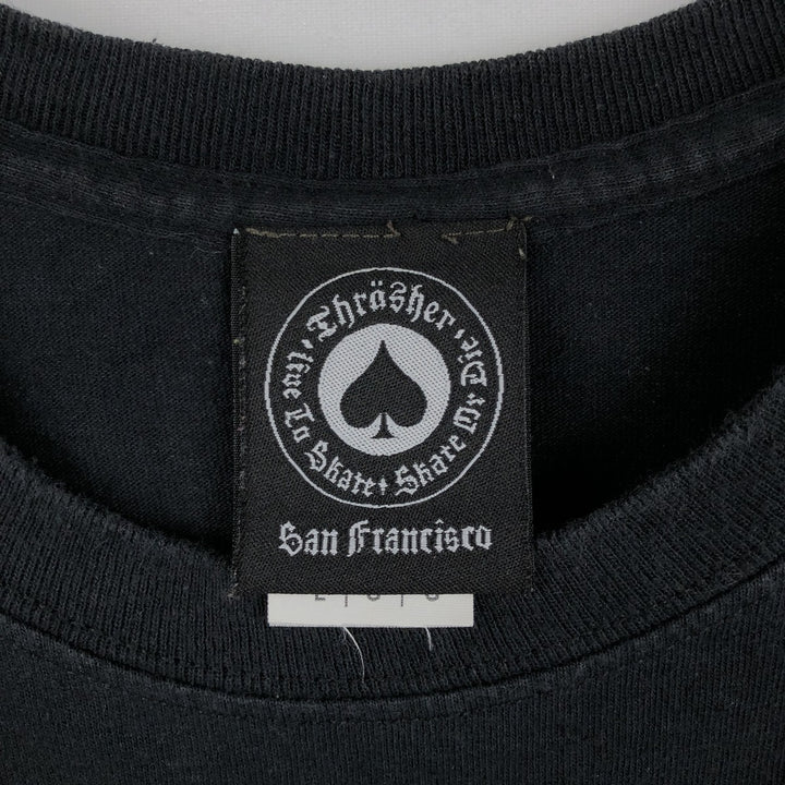 Thrasher Fire Pattern Surf Skate T-Shirt, Men's Size L cotton black type Vintage Second Hand