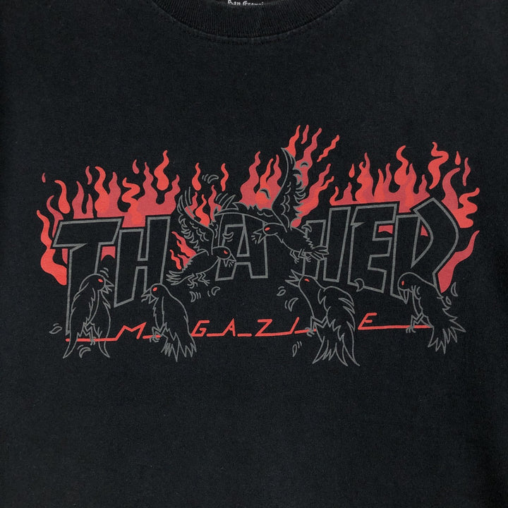Thrasher Fire Pattern Surf Skate T-Shirt, Men's Size L cotton black type Vintage Second Hand