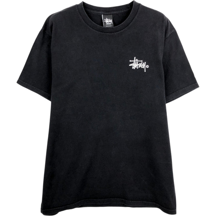 STUSSY surf skate T-shirt, size M for men cotton black type Vintage Second Hand