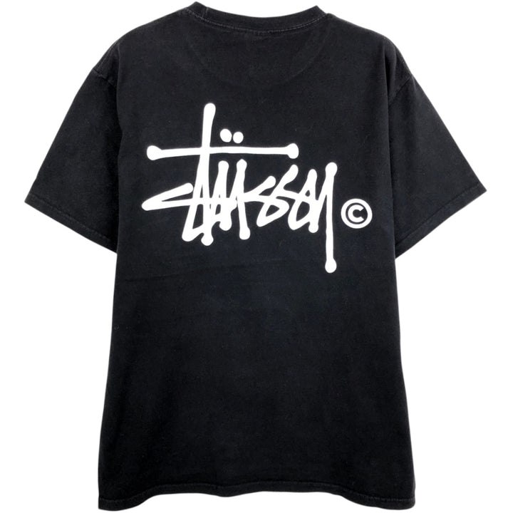 STUSSY surf skate T-shirt, size M for men cotton black type Vintage Second Hand