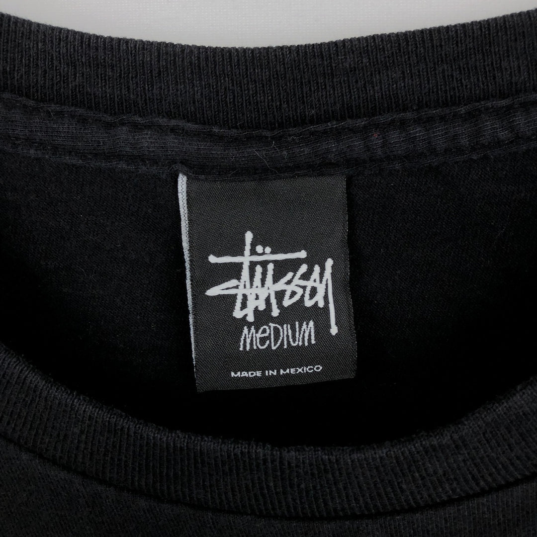STUSSY surf skate T-shirt, size M for men cotton black type Vintage Second Hand