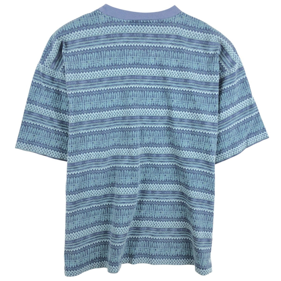 90'S Ocean Pacific all-over striped short-sleeved T-shirt, made in USA, men's size L equivalent, vintage. cotton Blue type light blue Vintage Second Hand
