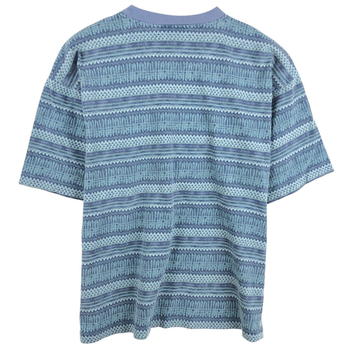 90'S Ocean Pacific all-over striped short-sleeved T-shirt, made in USA, men's size L equivalent, vintage. cotton Blue type light blue Vintage Second Hand