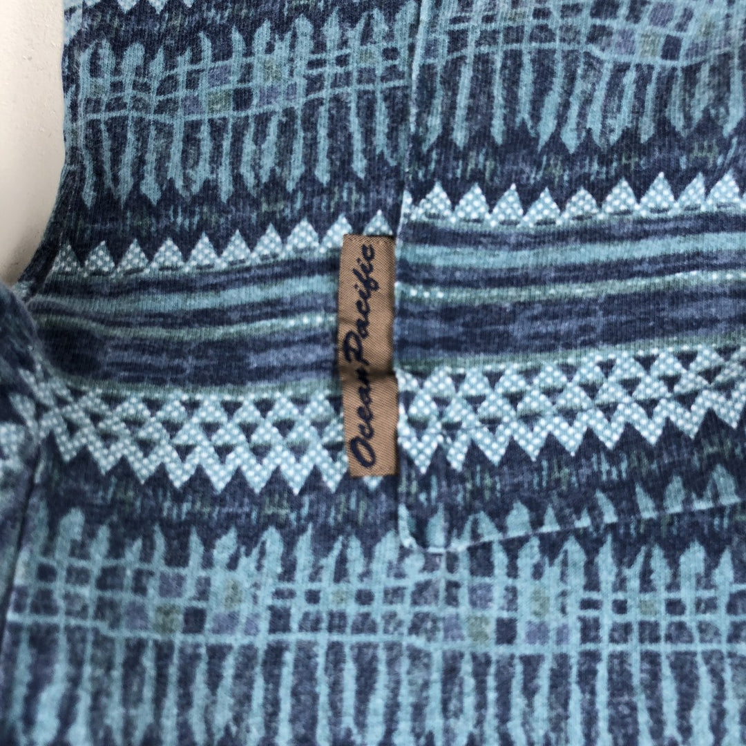 90'S Ocean Pacific all-over striped short-sleeved T-shirt, made in USA, men's size L equivalent, vintage. cotton Blue type light blue Vintage Second Hand