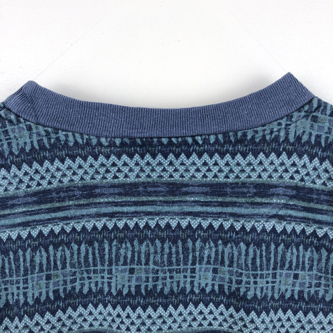 90'S Ocean Pacific all-over striped short-sleeved T-shirt, made in USA, men's size L equivalent, vintage. cotton Blue type light blue Vintage Second Hand