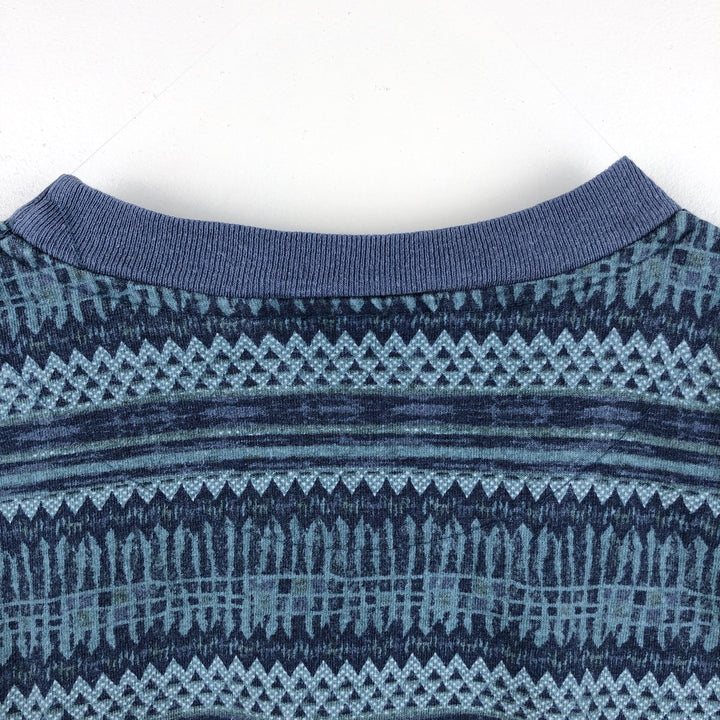 90'S Ocean Pacific all-over striped short-sleeved T-shirt, made in USA, men's size L equivalent, vintage. cotton Blue type light blue Vintage Second Hand